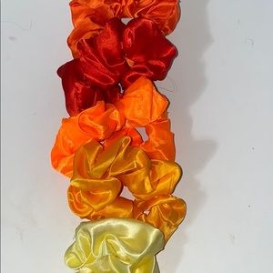 5 silky Orange shades scrunchies